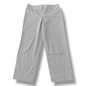Ann Taylor Loft Marisa Cropped Pants Black White Striped Ankle Women’s Size 8